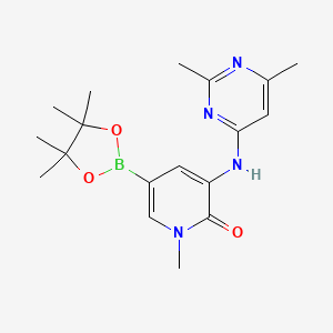 molecular formula C18H25BN4O3 B8384210 3-(2,6-Dimethylpyrimidin-4-ylamino)-1-methyl-5-(4,4,5,5-tetramethyl-1,3,2-dioxaborolan-2-yl)pyridin-2(1H)-one 