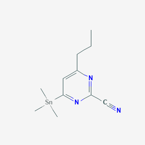 molecular formula C11H17N3Sn B8384254 4-Propyl-6-trimethylstannanyl-pyrimidine-2-carbonitrile 
