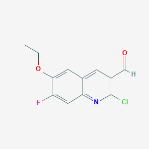 molecular formula C12H9ClFNO2 B8384268 2-Chloro-6-ethoxy-7-fluoroquinoline-3-carbaldehyde 