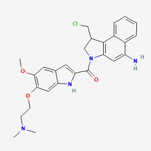 molecular formula C27H29ClN4O3 B8384577 1-(Chloromethyl)-3-[[5-methoxy-6-[2-(dimethylamino)ethoxy]-1H-indole-2-yl]carbonyl]-2,3-dihydro-1H-benzo[e]indole-5-amine 