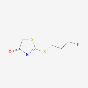molecular formula C6H8FNOS2 B8384609 2-(3-Fluoropropylthio)-1,3-thiazoline-4-one 