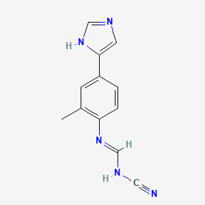 molecular formula C12H11N5 B8384657 N-cyano-N'-[4-(1H-imidazol-5-yl)-2-methylphenyl]methanimidamide CAS No. 89250-45-3