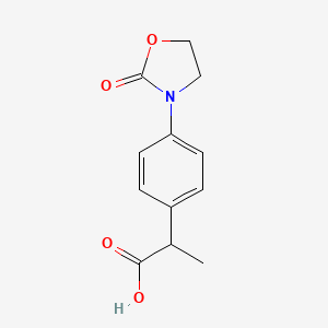 molecular formula C12H13NO4 B8384668 2-[4-(2-oxo-1,3-Oxazolidin-3-yl)phenyl]propanoic Acid 