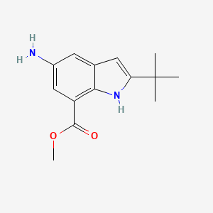 molecular formula C14H18N2O2 B8384700 methyl 5-amino-2-tert-butyl-1H-indole-7-carboxylate 