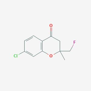 molecular formula C11H10ClFO2 B8384725 7-Chloro-2-(fluoromethyl)-2-methylchroman-4-one 