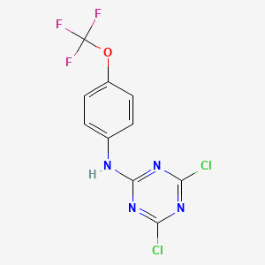 molecular formula C10H5Cl2F3N4O B8384795 (4,6-Dichloro-1,3,5-triazin-2-yl)-(4-trifluoromethoxyphenyl)amine 