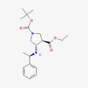 molecular formula C20H30N2O4 B8384827 1-(tert-butyl) 3-ethyl (3R,4S)-4-(((R)-1-phenylethyl)amino)pyrrolidine-1,3-dicarboxylate 