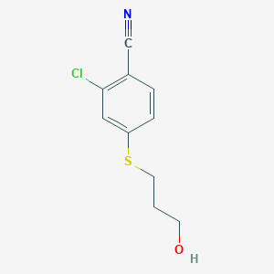 molecular formula C10H10ClNOS B8384885 2-Chloro-4-(3-hydroxypropylthio)benzonitrile 