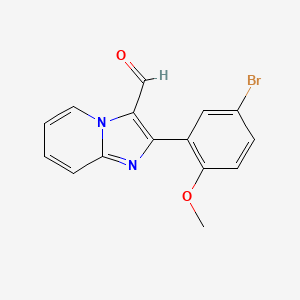 molecular formula C15H11BrN2O2 B8384909 2-(5-Bromo-2-methoxyphenyl)imidazo[1,2-a]pyridine-3-carbaldehyde 