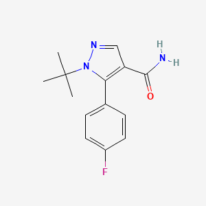 molecular formula C14H16FN3O B8384929 1-tert-butyl-5-(4-fluorophenyl)-1H-pyrazole-4-carboxamide 