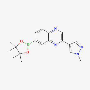 molecular formula C18H21BN4O2 B8385019 2-(1-methyl-1H-pyrazol-4-yl)-7-(4,4,5,5-tetramethyl-1,3,2-dioxaborolan-2-yl)quinoxaline CAS No. 1083325-88-5