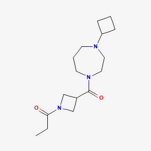 molecular formula C16H27N3O2 B8385144 1-Cyclobutyl-4-[(1-propanoylazetidin-3-yl)carbonyl]-1,4-diazepane 