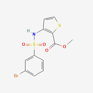 molecular formula C12H10BrNO4S2 B8385175 Methyl 3-(3-bromophenylsulfonamido)thiophene-2-carboxylate 