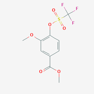 molecular formula C10H9F3O6S B8385367 3-Methoxy-4-trifluoromethylsulfonyloxybenzoic acid methyl ester 
