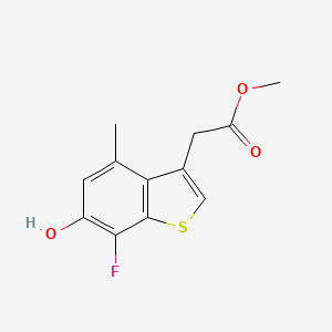 molecular formula C12H11FO3S B8385610 Methyl(7-fluoro-6-hydroxy-4-methyl-1-benzothiophen-3-yl)acetate 