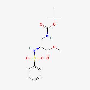 molecular formula C15H22N2O6S B8385899 Methyl (S)-3-((tert-butoxycarbonyl)amino)-2-(phenylsulfonamido)propanoate 