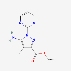 molecular formula C11H13N5O2 B8385933 5-amino-4-methyl-1-pyrimidin-2-yl-1H-pyrazole-3-carboxylic acid ethyl ester 