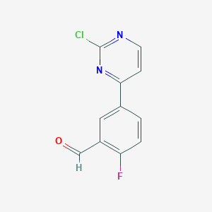 molecular formula C11H6ClFN2O B8385964 5-(2-Chloro-pyrimidin-4-yl)-2-fluoro-benzaldehyde 
