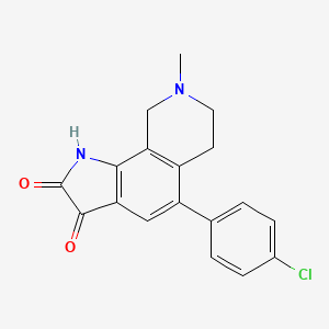 molecular formula C18H15ClN2O2 B8386004 5-(4-Chlorophenyl)-8-methyl-6,7,8,9-tetrahydro-1-H-pyrrolo[3.2-h]isoquinoline-2,3-dione 
