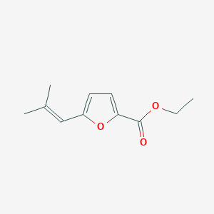 molecular formula C11H14O3 B8386107 1-(5-Carbethoxy-2-furanyl)-2-methyl-1-propene 