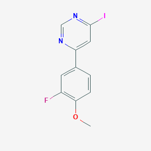 molecular formula C11H8FIN2O B8386167 4-Iodo-6-(3-fluoro-4-methoxyphenyl)pyrimidine 