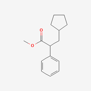 molecular formula C15H20O2 B8386179 3-Cyclopentyl-2-phenylpropionic acid methyl ester 
