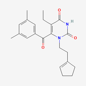 molecular formula C22H26N2O3 B8386276 1-[2-(Cyclopent-1-en-1-yl)ethyl]-5-ethyl-6-(3,5-dimethylbenzoyl)-2,4-pyrimidinedione 