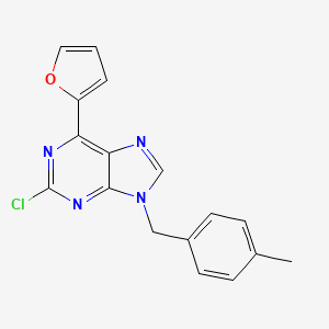 molecular formula C17H13ClN4O B8386291 2-Chloro-6-(2-furyl)-9-(p-tolylmethyl)purine 