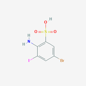 molecular formula C6H5BrINO3S B8386755 2-Amino-5-bromo-3-iodobenzenesulphonic acid 