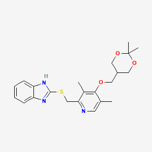 molecular formula C22H27N3O3S B8386865 1H-Benzimidazole, 2-[[[4-[(2,2-dimethyl-1,3-dioxan-5-yl)methoxy]-3,5-dimethyl-2-pyridinyl]methyl]thio]- 