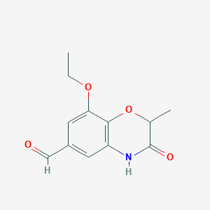 molecular formula C12H13NO4 B8386941 8-Ethoxy-2-methyl-3-oxo-3,4-dihydro-2H-benzo[b][1,4]oxazine-6-carbaldehyde 