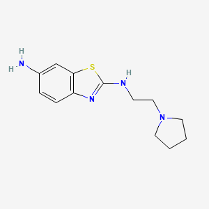 molecular formula C13H18N4S B8386989 6-Amino-2-(2-pyrrolidin-1-yl-ethylamino)benzothiazole 