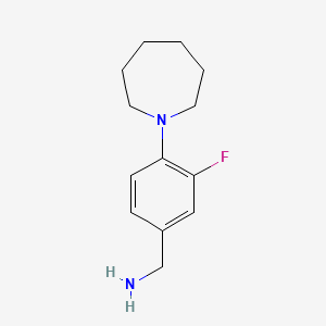 molecular formula C13H19FN2 B8387006 4-(1-Azepanyl)-3-fluorobenzylamine 