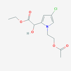 molecular formula C12H16ClNO5 B8387040 Ethyl 1-(2-acetoxyethyl)-4-chloropyrrole-2-glycolate 
