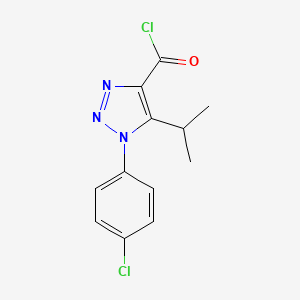 molecular formula C12H11Cl2N3O B8387150 1-(4-Chlorophenyl)-5-isopropyl-triazole-4-carbonyl chloride 