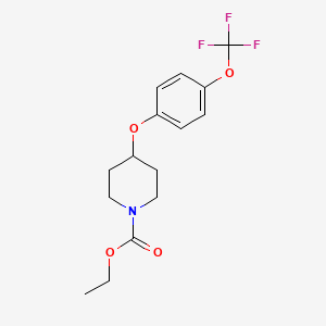 molecular formula C15H18F3NO4 B8387209 1-Ethoxycarbonyl-4-(4-trifluoromethoxyphenoxy)piperidine 