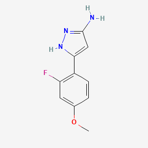 molecular formula C10H10FN3O B8387215 5-(2-fluoro-4-methoxyphenyl)-1H-pyrazol-3-amine 