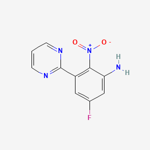 molecular formula C10H7FN4O2 B8387303 5-Fluoro-2-nitro-3-pyrimidin-2-yl-phenylamine 