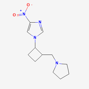 molecular formula C12H18N4O2 B8387361 4-Nitro-1-(2-pyrrolidin-1-ylmethyl-cyclobutyl)-1H-imidazole 