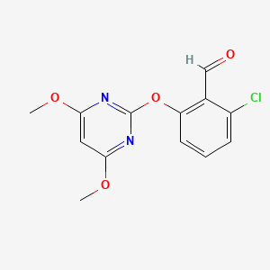 molecular formula C13H11ClN2O4 B8387372 6-Chloro-2-(4,6-dimethoxypyrimidin-2-yloxy)benzaldehyde 