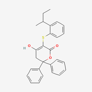 molecular formula C27H26O3S B8387452 4-hydroxy-2,2-diphenyl-5-(2-sec-butylphenyl)sulfanyl-3H-pyran-6-one 