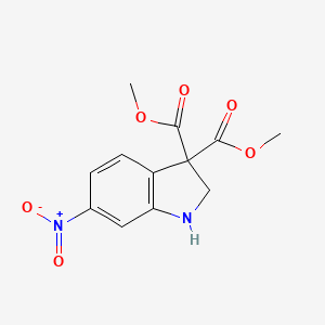 molecular formula C12H12N2O6 B8387489 3,3-Di(methoxycarbonyl)-6-nitroindoline 