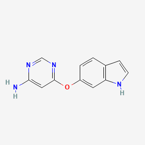 molecular formula C12H10N4O B8387513 6-(1H-Indol-6-yloxy)pyrimidin-4-ylamine 