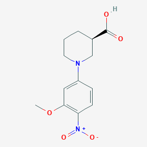molecular formula C13H16N2O5 B8387532 (R)-1-(3-Methoxy-4-nitro-phenyl)-piperidine-3-carboxylic acid 