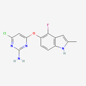 4-chloro-6-[(4-fluoro-2-methyl-1H-indol-5-yl)oxy]pyrimidin-2-amine