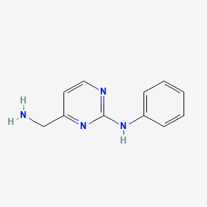 molecular formula C11H12N4 B8387631 2-Anilino-4-aminomethylpyrimidine 