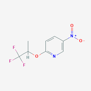 molecular formula C8H7F3N2O3 B8387821 5-Nitro-2-(2,2,2-trifluoro-1-methyl-ethoxy)-pyridine 