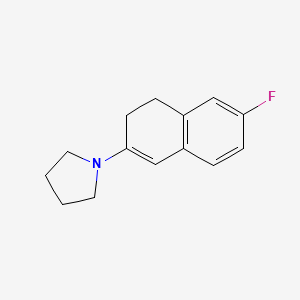 molecular formula C14H16FN B8387862 6-Fluoro-2-pyrrolidinyl-3,4-dihydronaphthalene 