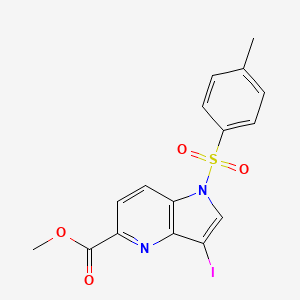 molecular formula C16H13IN2O4S B8387915 Methyl 3-iodo-1-tosyl-1H-pyrrolo[3,2-b]pyridine-5-carboxylate 