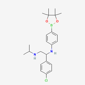molecular formula C23H32BClN2O2 B8387926 1-(4-Chlorophenyl)-N2-isopropyl-N1-(4-(4,4,5,5-tetramethyl-1,3,2-dioxaborolan-2-yl)phenyl)ethane-1,2-diamine 